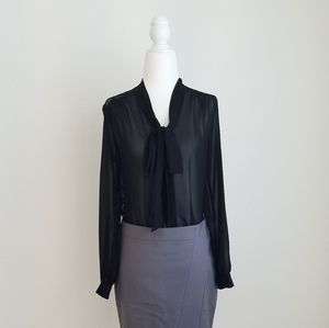 Sheer black long sleeve blouse